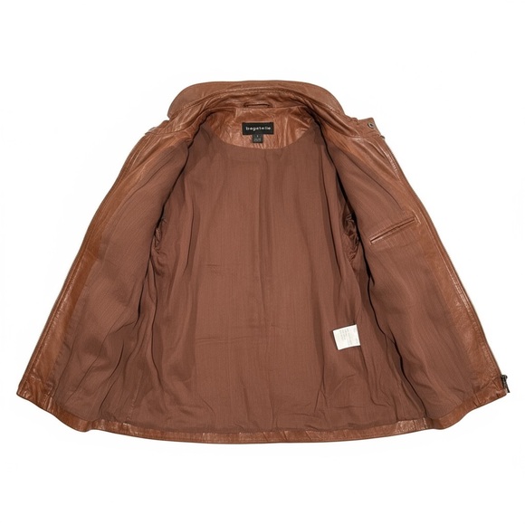 Vintage Bagatelle Brown lightweight leather moto jacket, size 8 - Picture 3 of 12